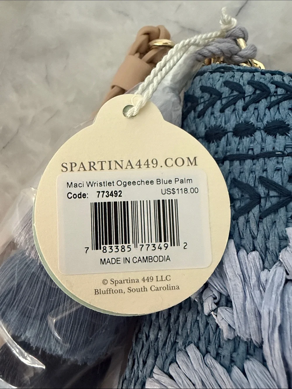 Spartina Maci Wristlet Ogeechee Blue Palm NWT